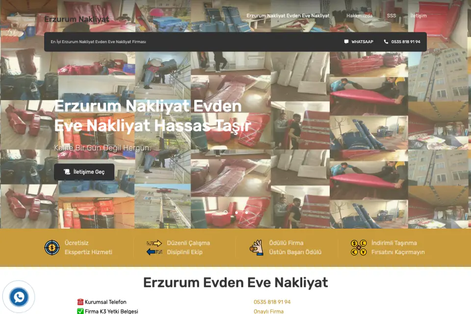 Erzurum Nakliyat Web site önizlemesi