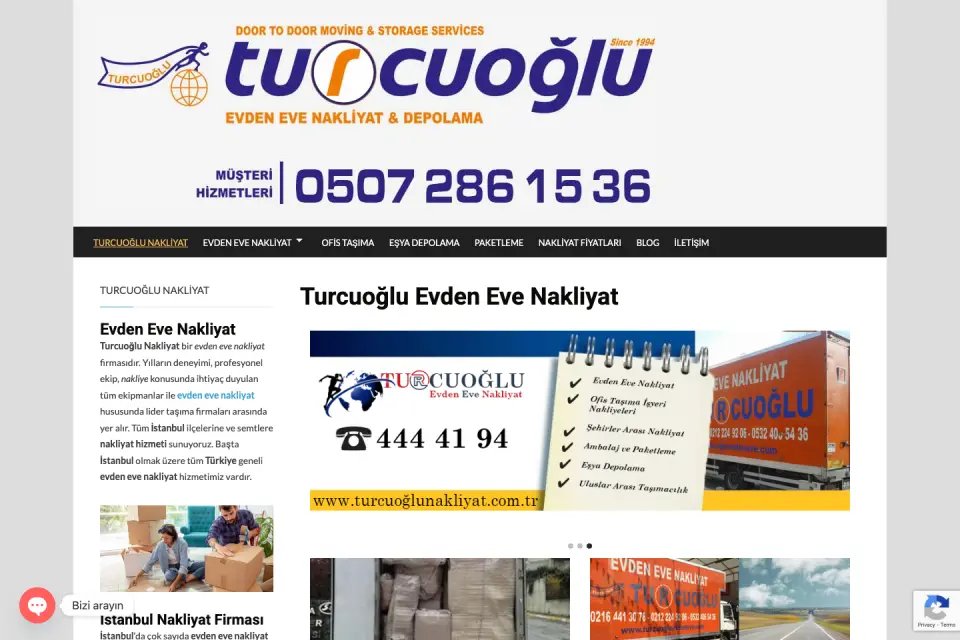 Turcuoğlu Nakliyat site önizlemesi